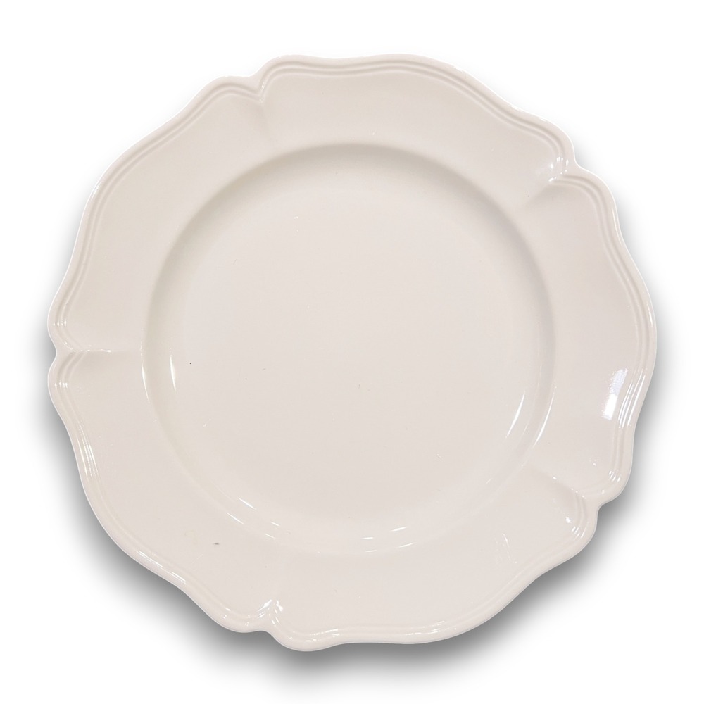 Red Cliff Ironstone Heirloom Dinner Plate 11" Scalloped Ivory Vintage 1958–1974